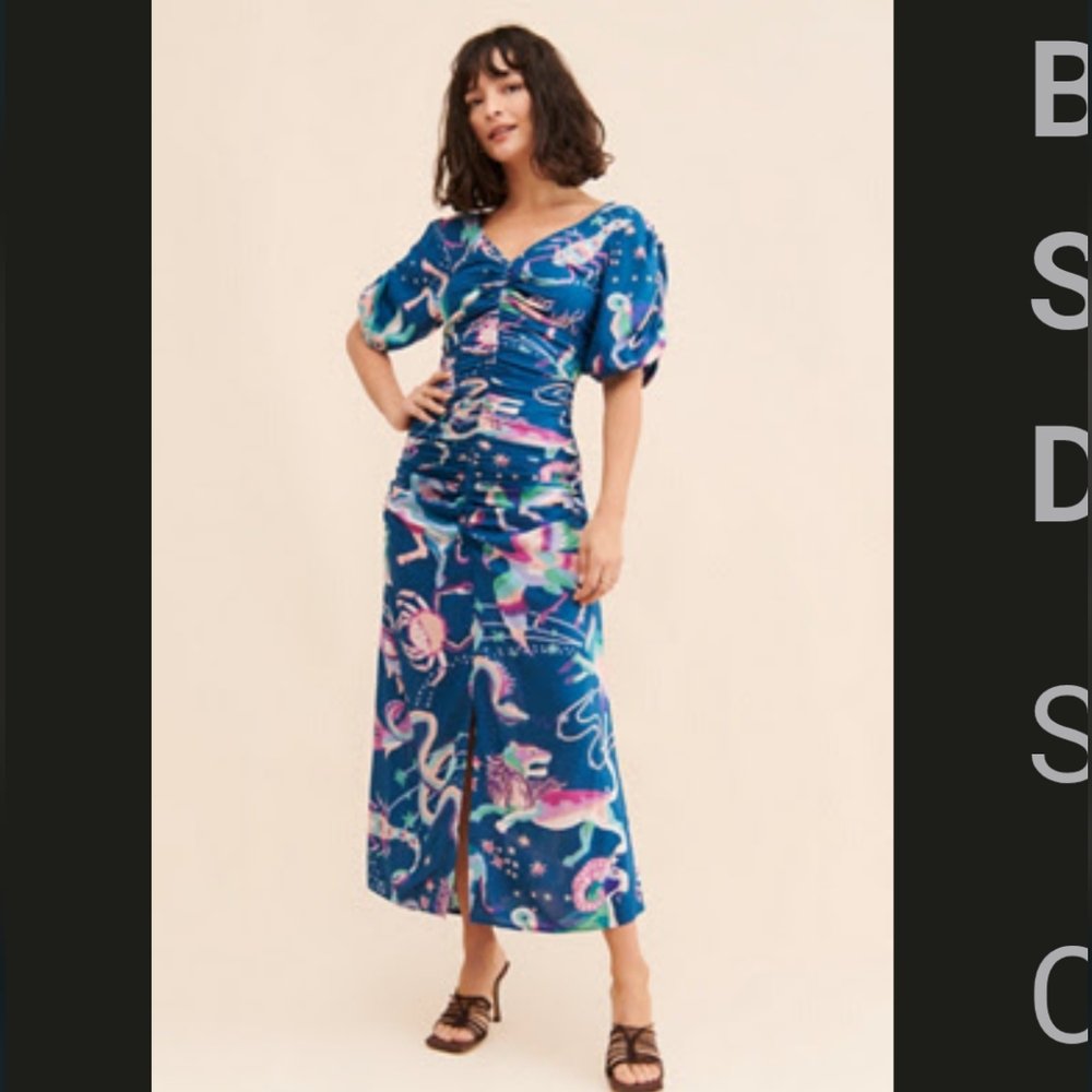 Banjanan Blue Floral & Marine Print Maxi Dress